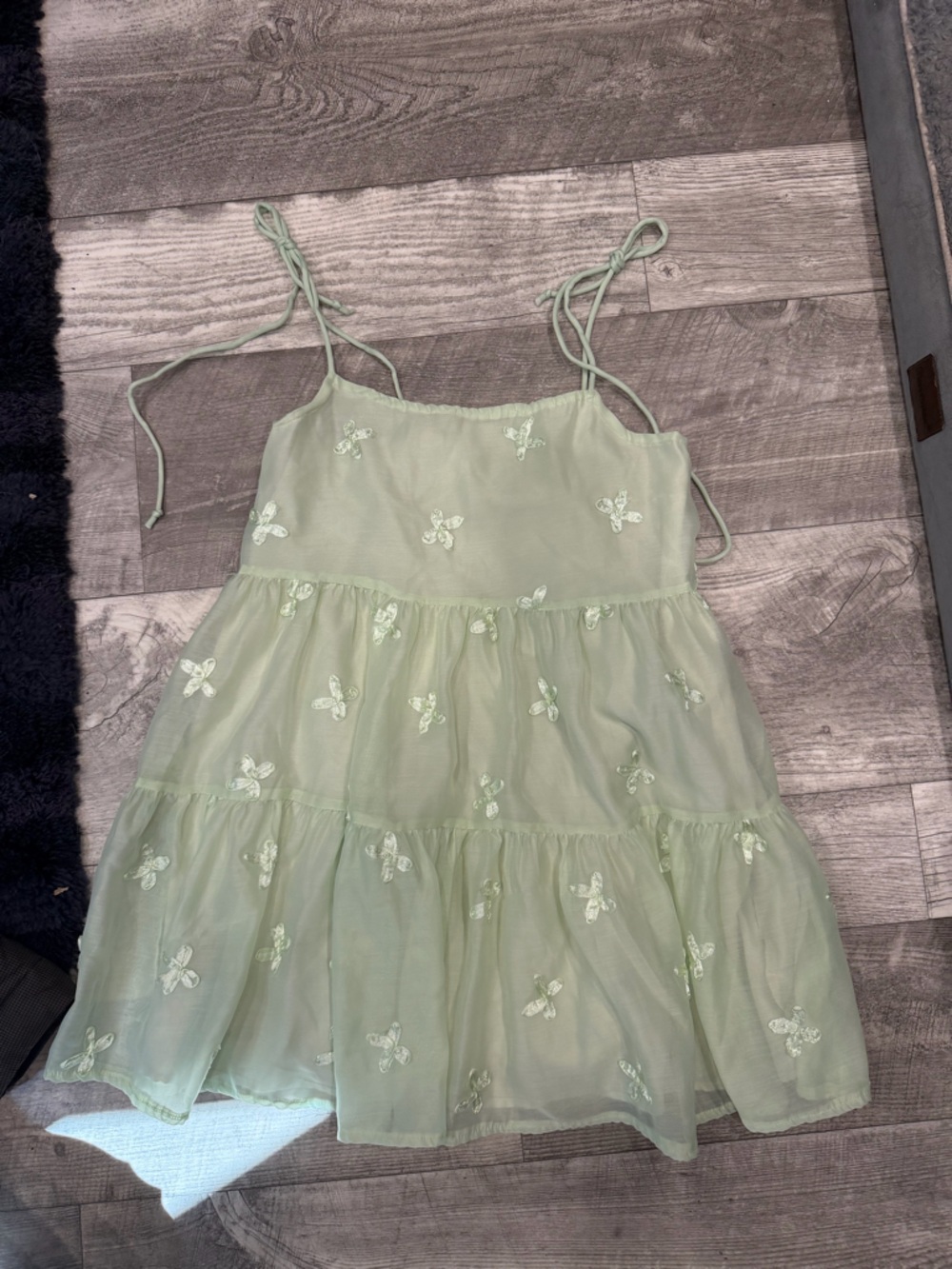Cider Light Green Embroidered Tiered Sundress